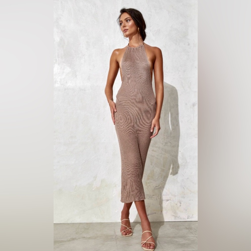 Flook The Label Lea Fawn Halter Dress XS